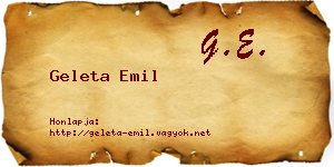 Geleta Emil névjegykártya